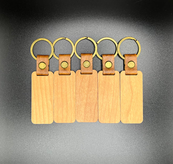 Pack of 5 Cherry Wood Keychains ($3.50 Each)